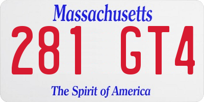 MA license plate 281GT4