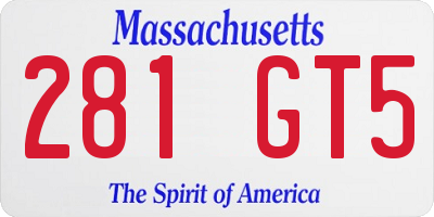 MA license plate 281GT5