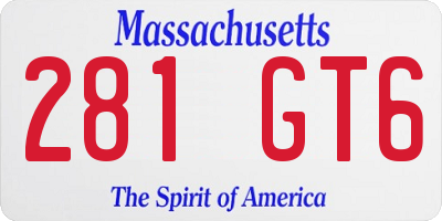 MA license plate 281GT6