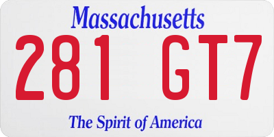 MA license plate 281GT7