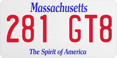 MA license plate 281GT8