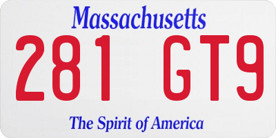 MA license plate 281GT9