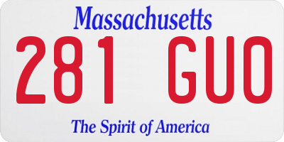 MA license plate 281GU0