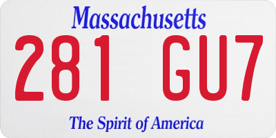 MA license plate 281GU7
