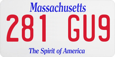 MA license plate 281GU9