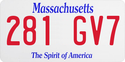 MA license plate 281GV7