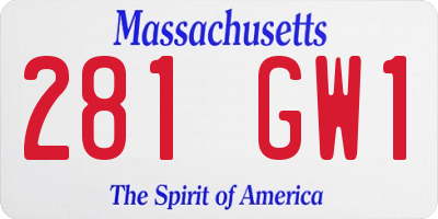 MA license plate 281GW1