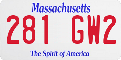 MA license plate 281GW2