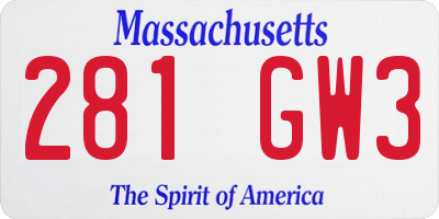 MA license plate 281GW3