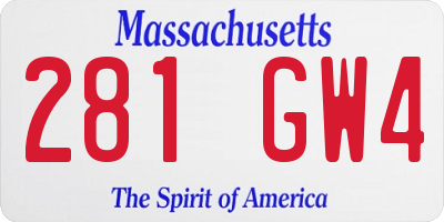 MA license plate 281GW4