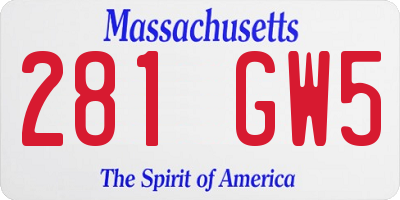 MA license plate 281GW5