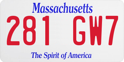 MA license plate 281GW7