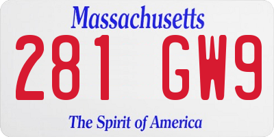 MA license plate 281GW9