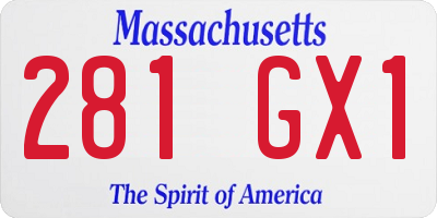 MA license plate 281GX1