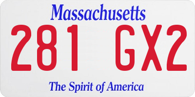 MA license plate 281GX2