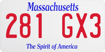 MA license plate 281GX3