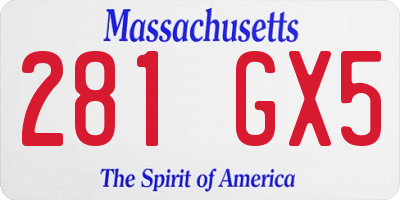 MA license plate 281GX5