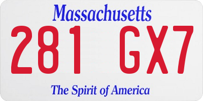 MA license plate 281GX7
