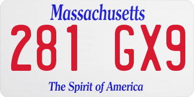 MA license plate 281GX9