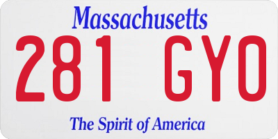 MA license plate 281GY0