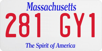MA license plate 281GY1