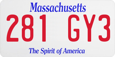 MA license plate 281GY3