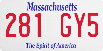 MA license plate 281GY5