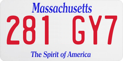 MA license plate 281GY7
