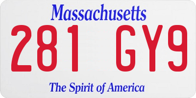 MA license plate 281GY9