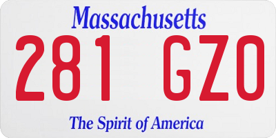MA license plate 281GZ0