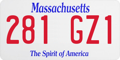 MA license plate 281GZ1