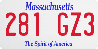 MA license plate 281GZ3