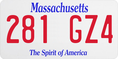 MA license plate 281GZ4