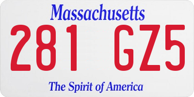MA license plate 281GZ5