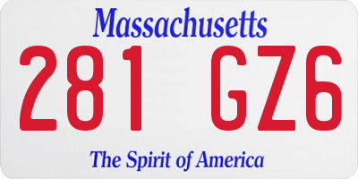 MA license plate 281GZ6