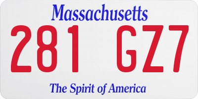 MA license plate 281GZ7