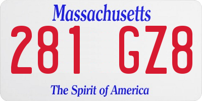 MA license plate 281GZ8