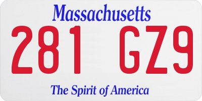 MA license plate 281GZ9