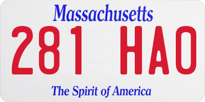 MA license plate 281HA0
