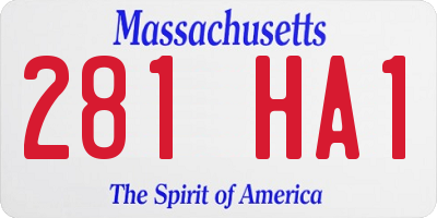 MA license plate 281HA1