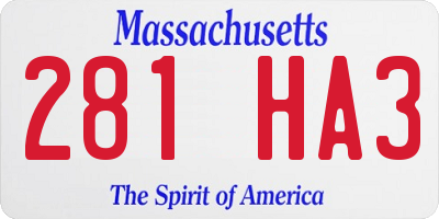 MA license plate 281HA3