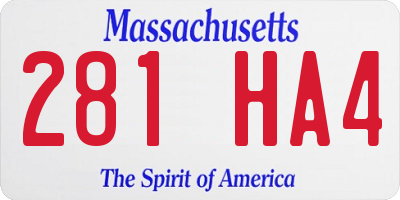 MA license plate 281HA4