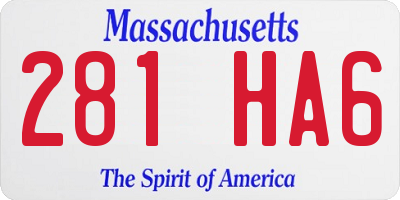 MA license plate 281HA6