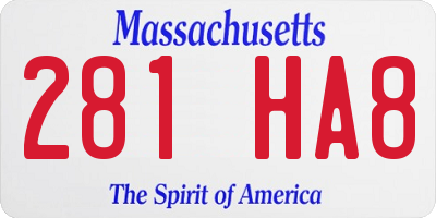 MA license plate 281HA8