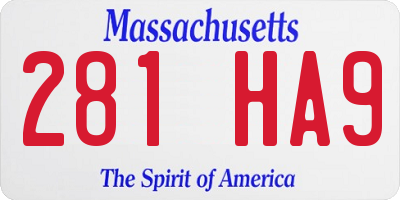 MA license plate 281HA9