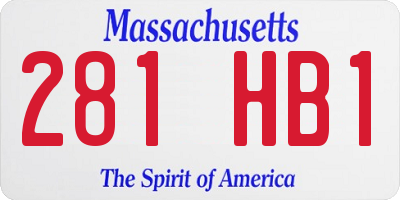 MA license plate 281HB1