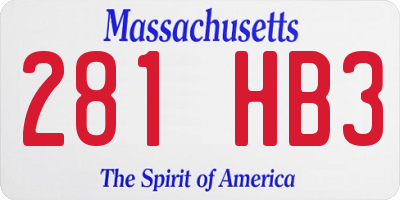 MA license plate 281HB3