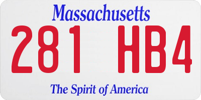 MA license plate 281HB4