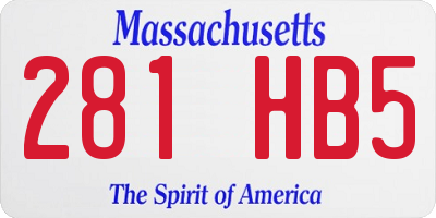 MA license plate 281HB5