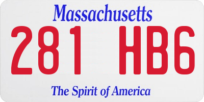 MA license plate 281HB6